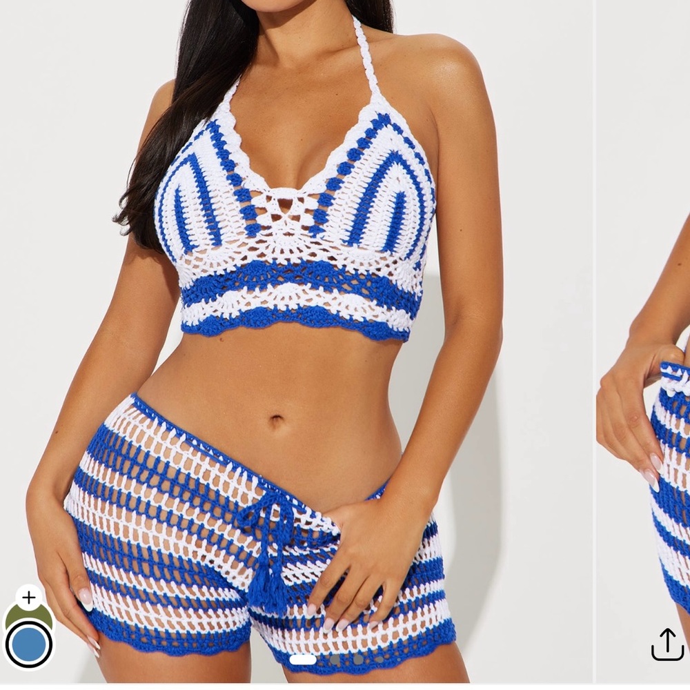 Blue and White Crochet Cover up set
